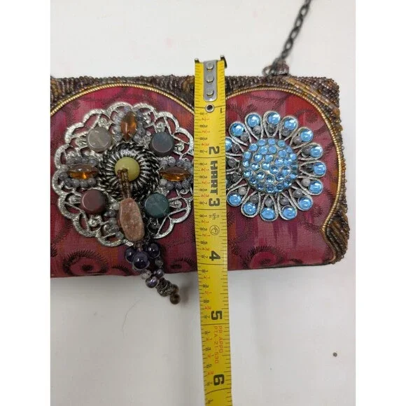 Vtg Mary Frances Shoulder Handbag Multimedia Multicolor Ornate Tiger Eye As Is - Picture 8 of 8